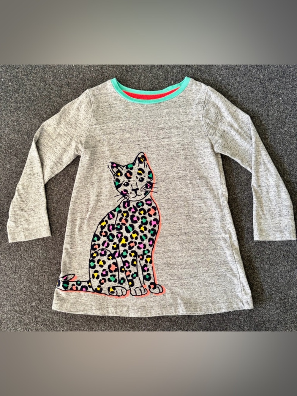 Mini Boden Gray Long-Sleeve Cat tunic 6 years (116 cm)